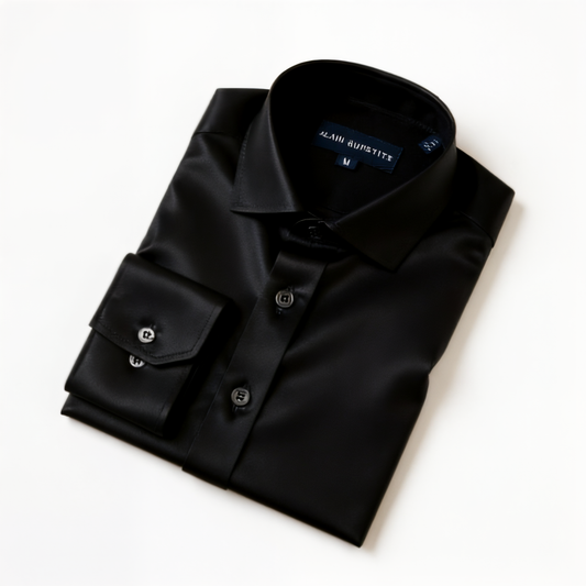 Alain Dupetit Slim Fit Dress Shirt - Black With Stretch