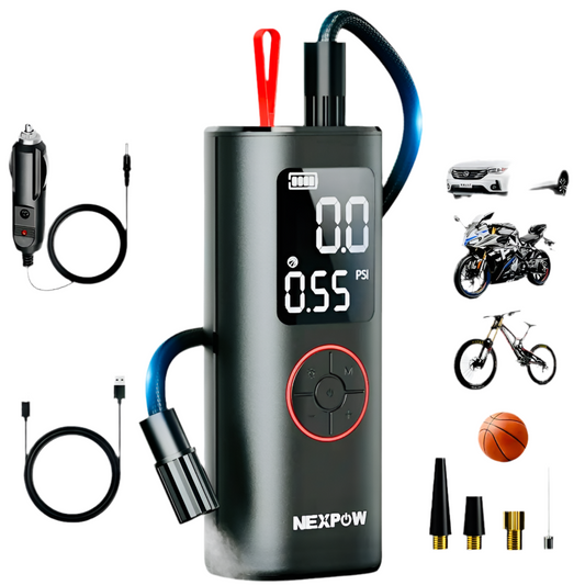 NEXPOW Tire Inflator, 150PSI Portable Air Compressor for Car Tires with Automatic Shut-Off, Emergency LED Light