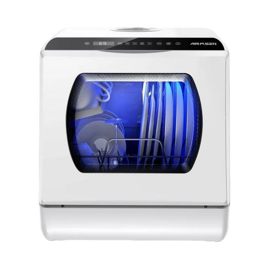 AIRMSEN Portable Countertop Dishwasher with 5-Liter Built-in Water Tank and Air-Dry Function, 5 Washing Programs Mini Dishwasher, AE-TDQR03