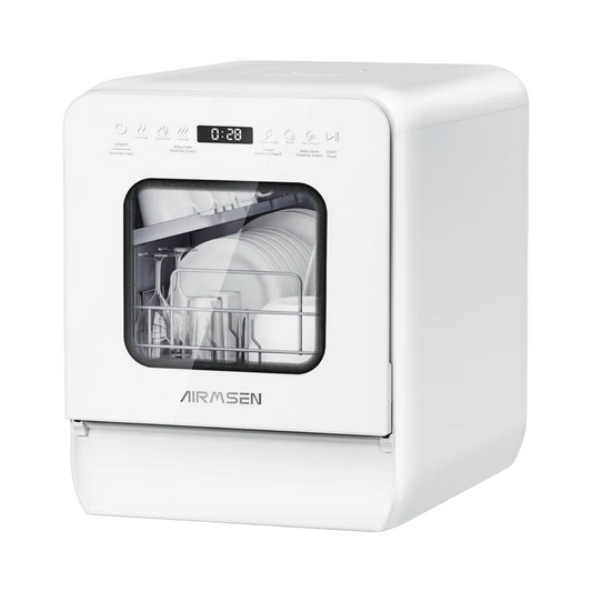 AIRMSEN 9-Program Portable Countertop Dishwasher with 5L Built-in Water Tank, 14.6" Wide Mini Dishwasher Upgrade Self-Cleaning Washing, 24H Delay Start and Energy-Saving, for Apartments & RVs