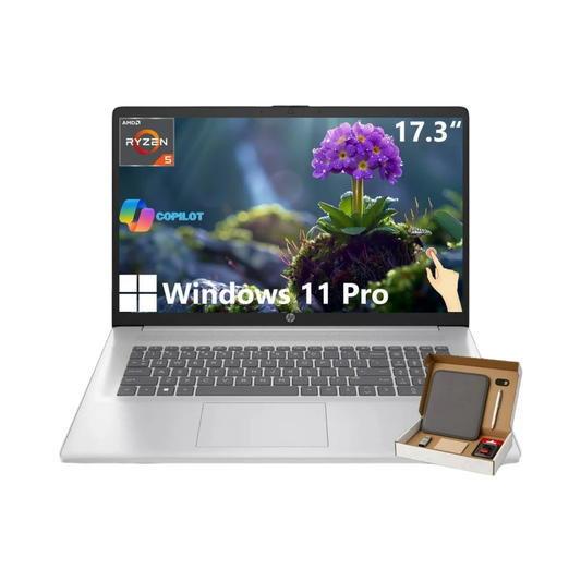 HP 17 Touchscreen Laptop Computer - 17.3" HD+ Anti-Glare Display • AMD Ryzen 5 7430U • 16GB RAM • 1TB SSD • Wi-Fi 6 • Windows 11 Pro • Copilot Fast Charge • for Business & Student