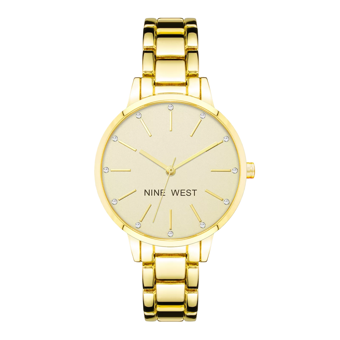 Nine West Women's Gold-Tone Bracelet Watch with Crystal Accents