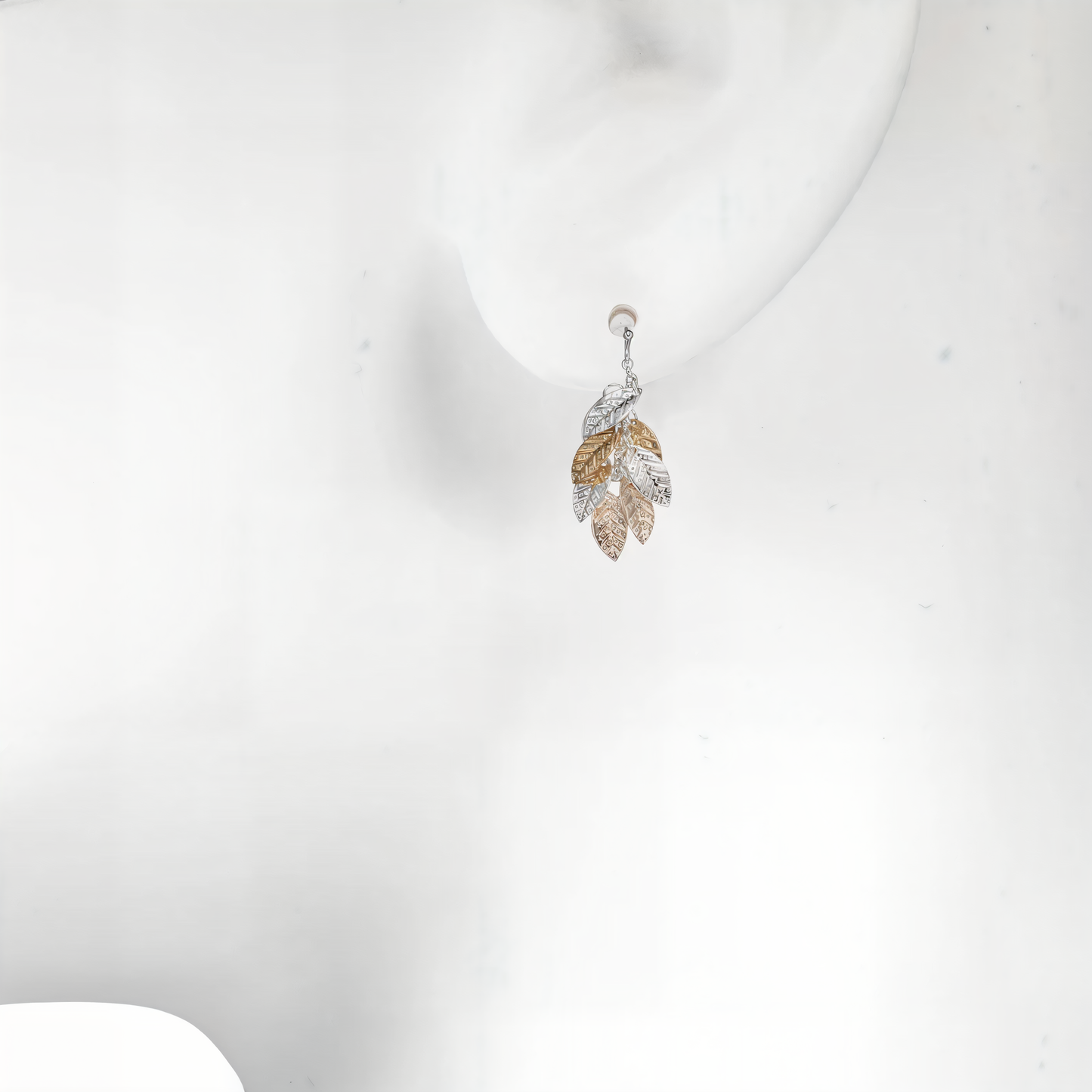 LC Lauren Conrad Tri Tone Leaf Cluster Nickel Free Drop Earrings