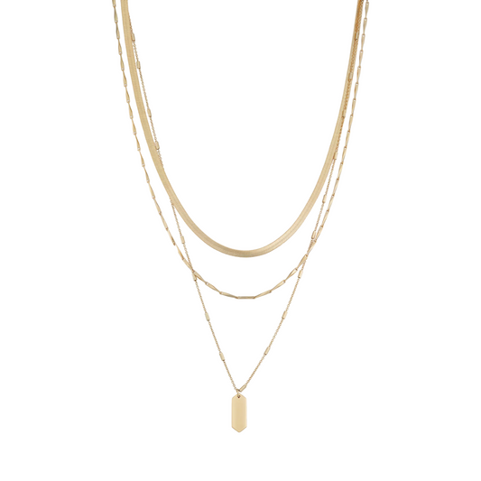 Nine West Three Row Gold Tone Necklace