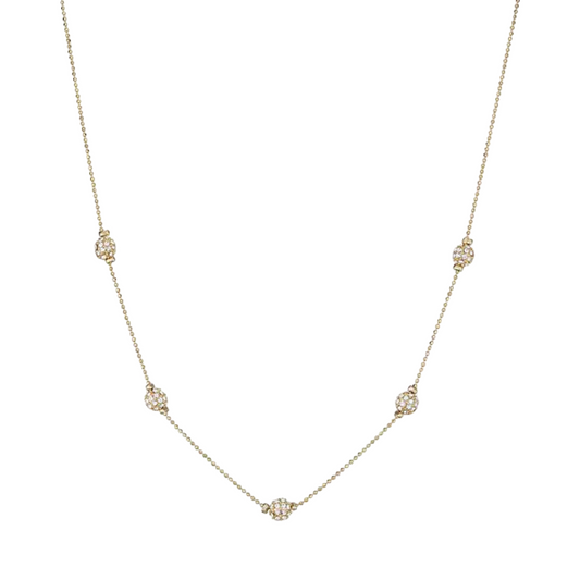 Nine West Gold Tone Crystal Pave Ball Station Necklace