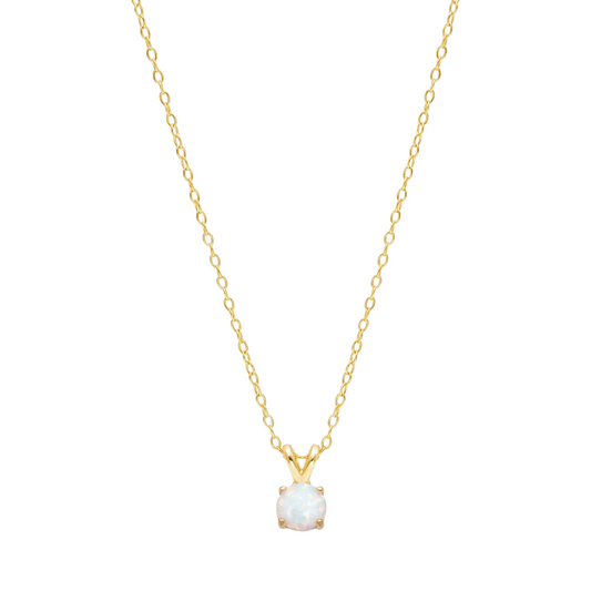 PRIMROSE Sterling Silver White Opal Solitaire Pendant Necklace