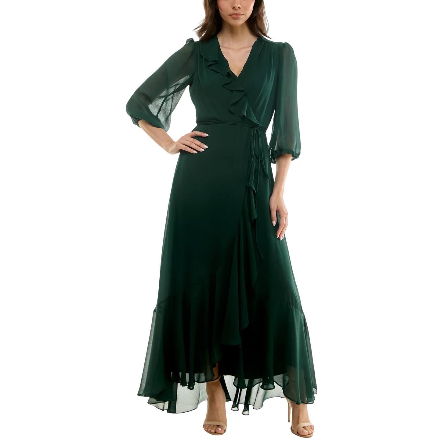 Women's Maison Tara Flowy Ruffle Faux Wrap Maxi Dress
