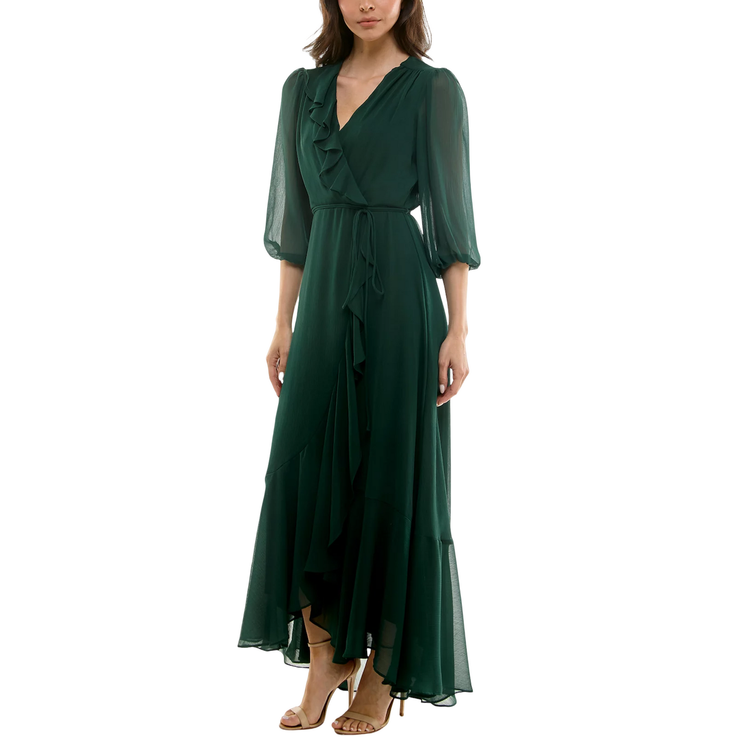 Women's Maison Tara Flowy Ruffle Faux Wrap Maxi Dress
