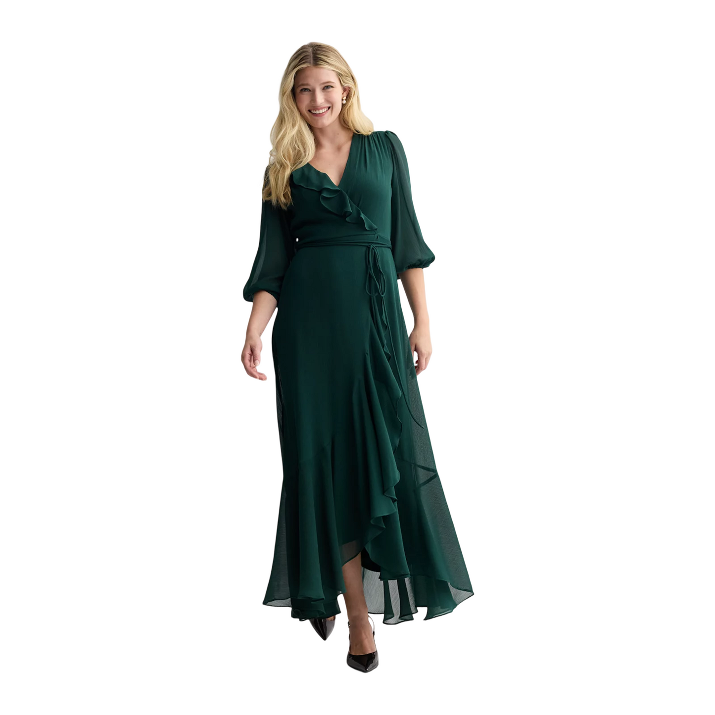 Women's Maison Tara Flowy Ruffle Faux Wrap Maxi Dress