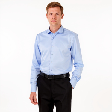 Alain Dupetit Slim Fit Dress Shirt in Light Blue with Stretch